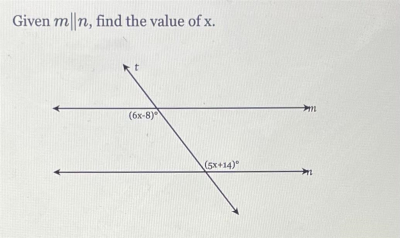 Given m||n, find the value of x. see attachment.-example-1