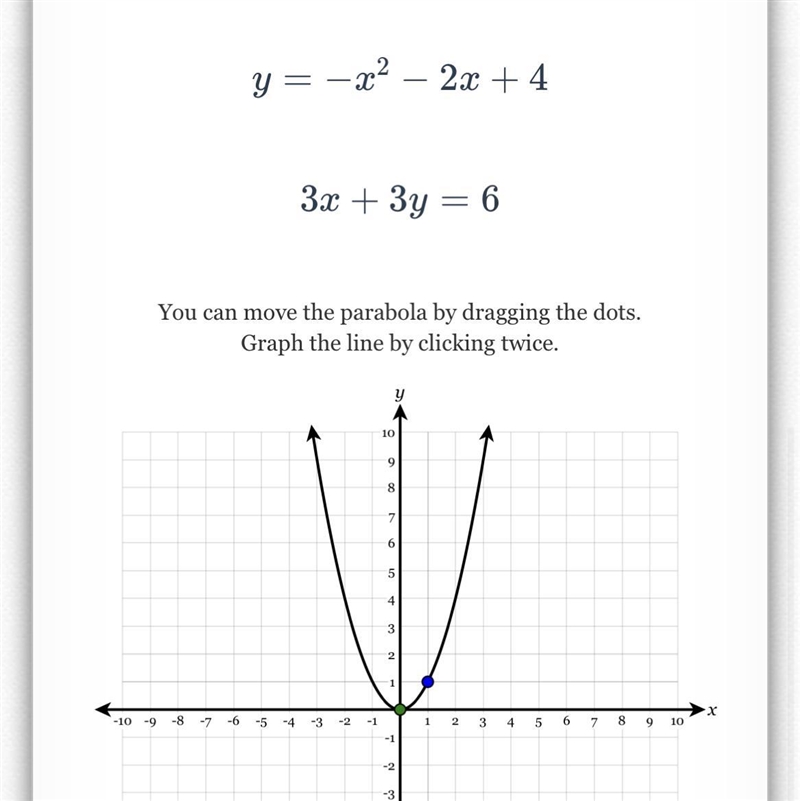 On the set of axes below, solve the following system of equations graphically and-example-1