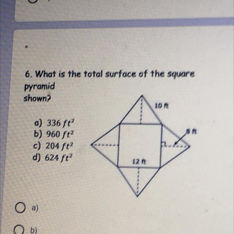 What is the total surface of the square pyramid-example-1