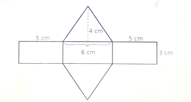 The net of a triangular prism is shown What is the surface area of the prism A. 46 cm-example-1