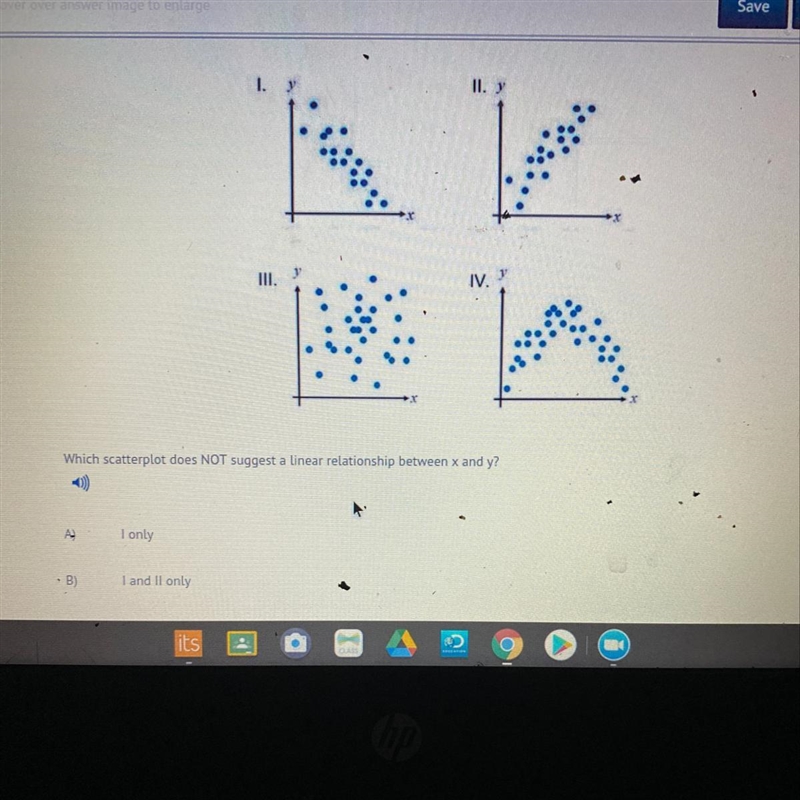 A) I only B)I and II only C)III and IV only D)I,III,and IV only-example-1