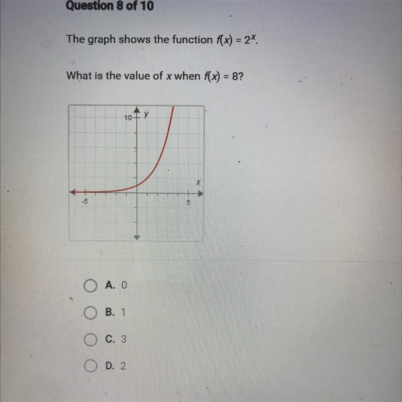 The graph shows the function f(x) =2*x what is the value of x when f(x)=8-example-1