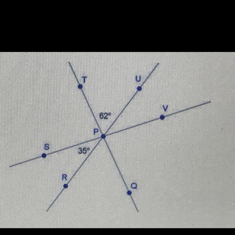 Three lines intersect at point P, as shown in the diagram below. Find the measure-example-1