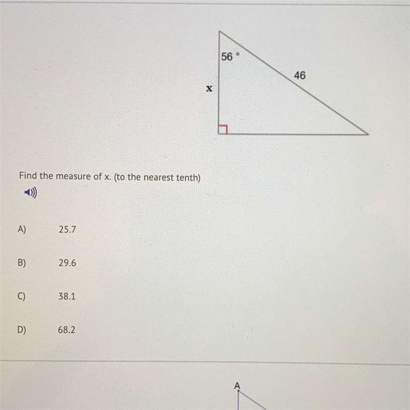 Find the measure of x. (to the nearest tenth)-example-1