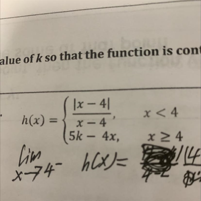 use the definition of countinuity to find the value of k so that the function is continuous-example-1