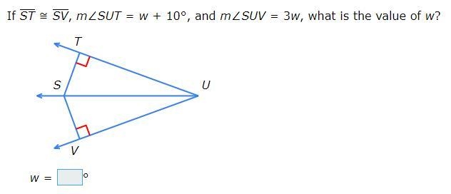 If ST≅SV and m∠SUT=w+10° and m-example-1