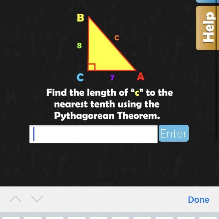 Find the length of c to the nearest tenth using the Pythagorean theorem-example-1