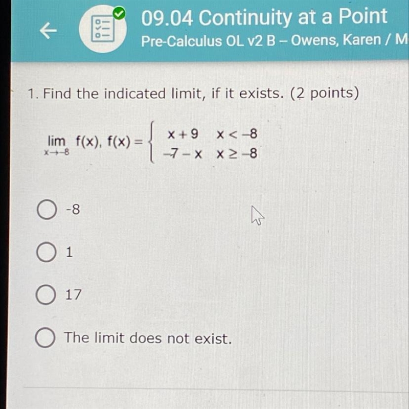 Find the indicated limit, if it exists.-example-1