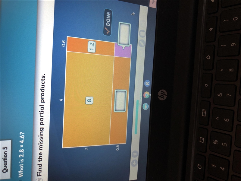 What is 2.8x4.6? Find the missing partial products-example-1