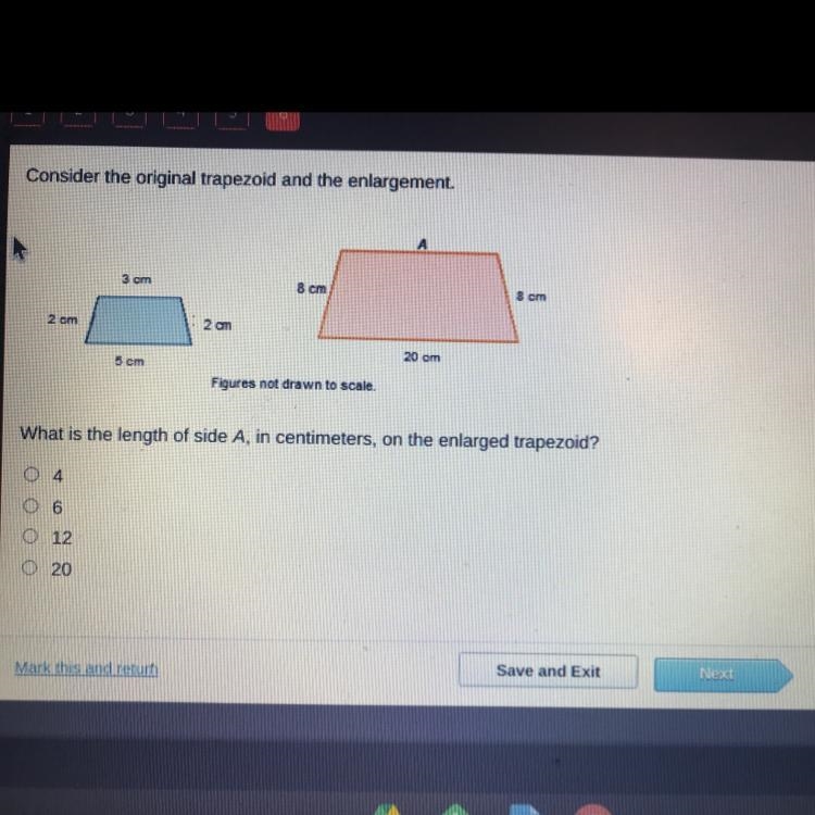 Consider the original trapezoid and the enlargement.-example-1