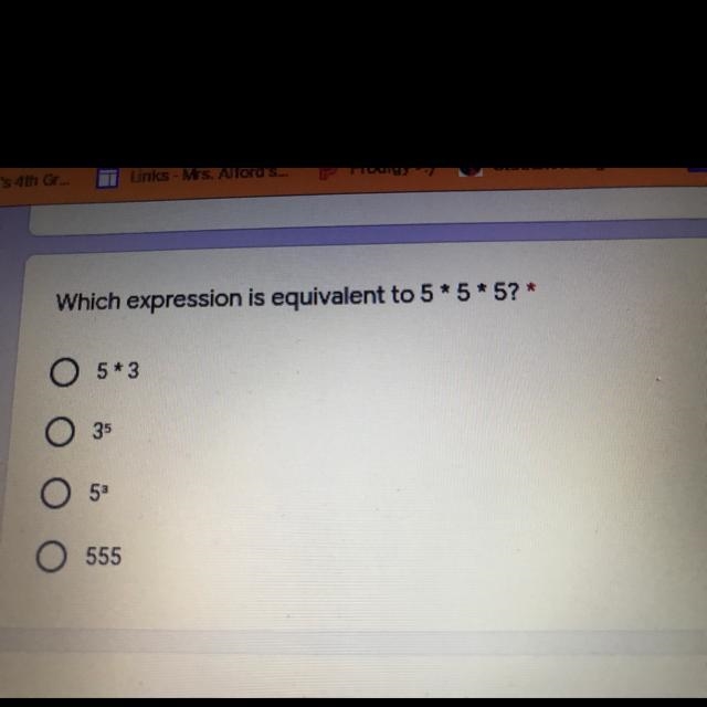 Which expression is equivalent to 5* 5 * 5?-example-1