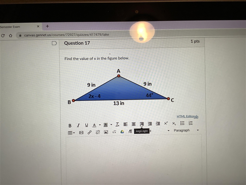 Find the value of x in the figure below-example-1