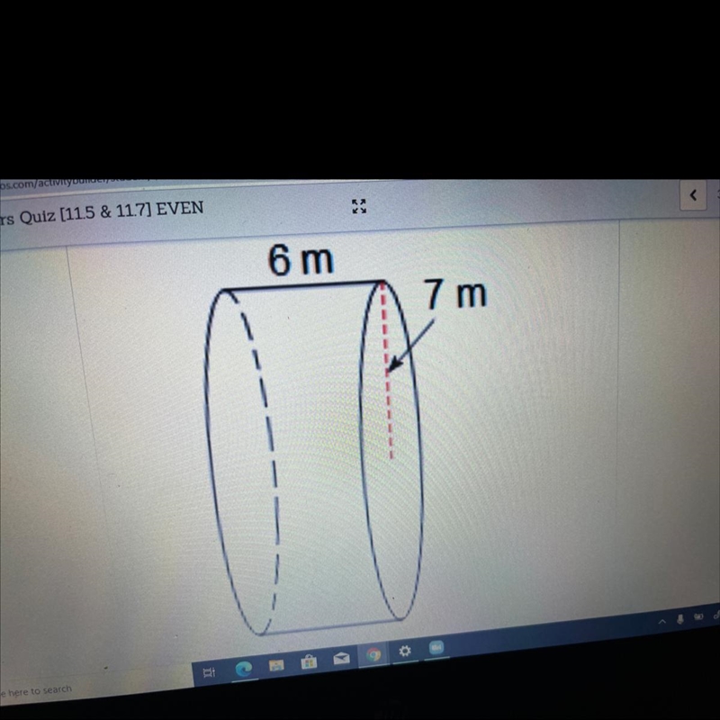 Find the volume of the cylinder NEED HELP ASAP A) 923.6m^3 B)131.9m^3 C)263.9^3 D-example-1