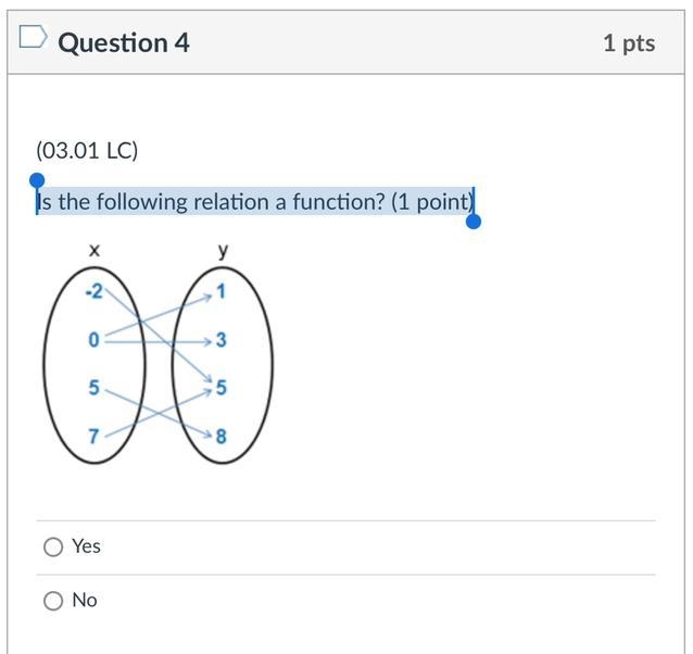 Is the following relation a function? (1 point)-example-1