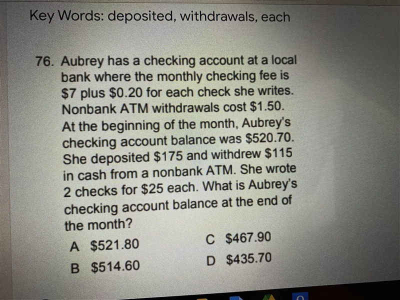 A: $521.80 B:513.60 C: 467.90 D: 435.70-example-1