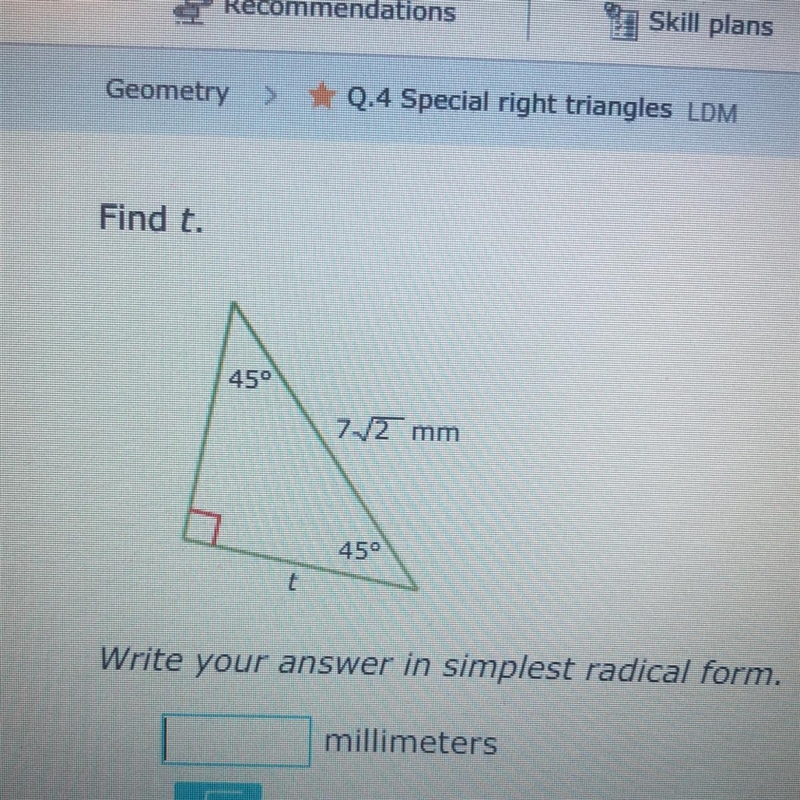 Due in 10 min help! Find t.-example-1