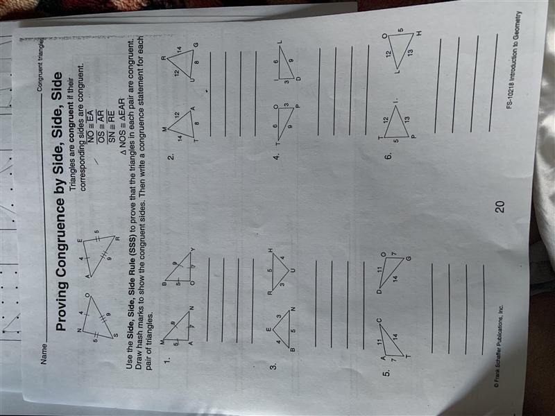 Use the Side, Side, Side Rule (SSS) to prove that the triangles in each pair are congruent-example-1