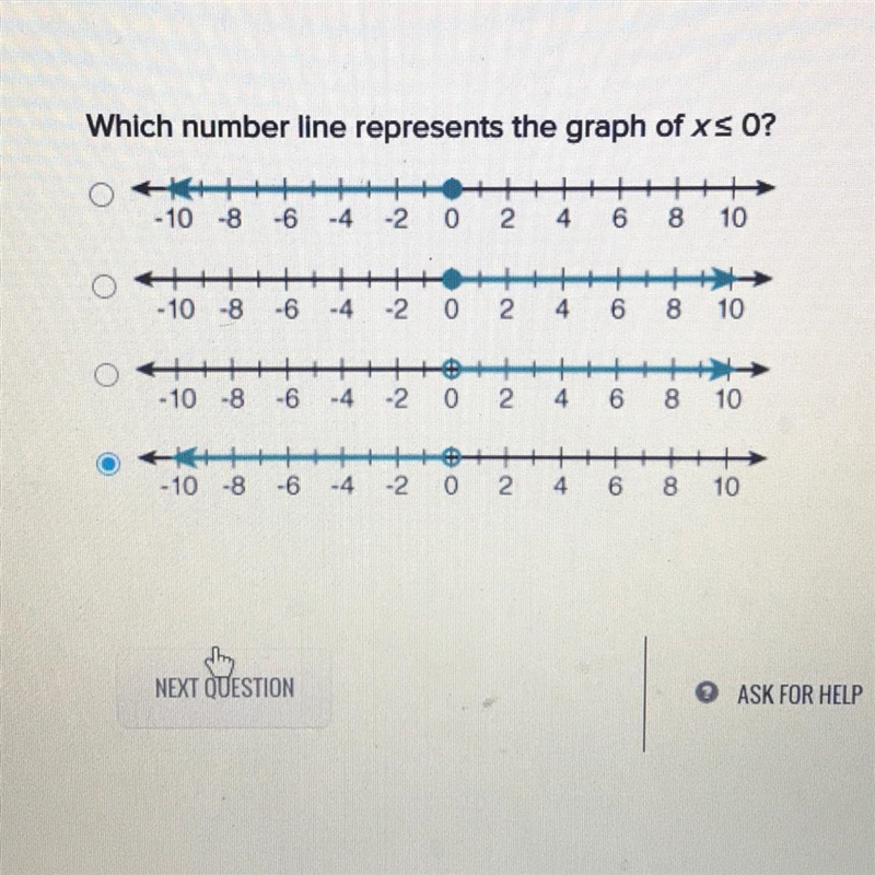 Which of the number lines represents this equation? Look at picture.-example-1