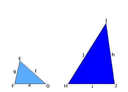 Triangle EFG is similar to HJI. If e = 9.1 cm, f = 10.15 cm, g = 7 cm, and h = 18.2 cm-example-1