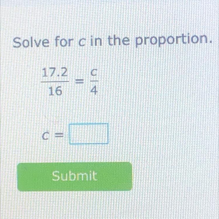 Solve for c in the proportion-example-1