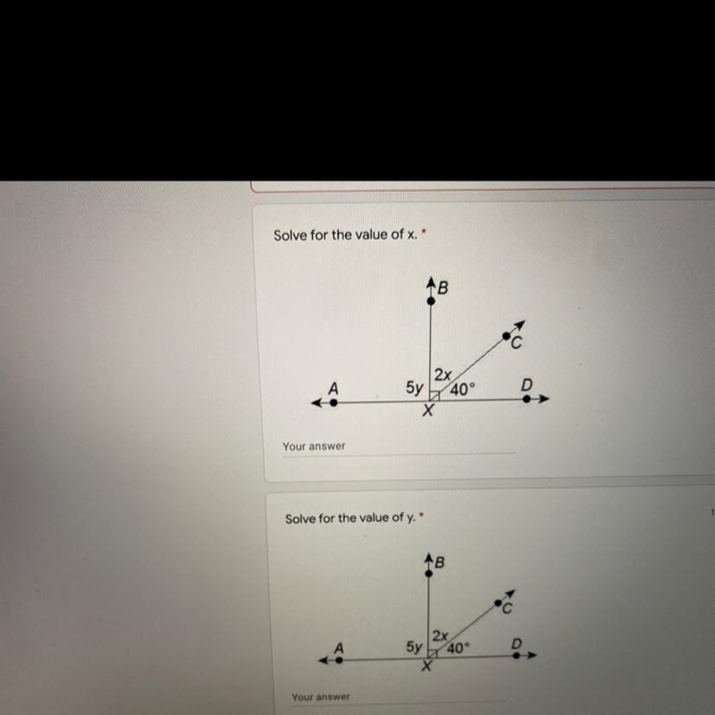 Solve for the value of x and y 5y 2x 40-example-1