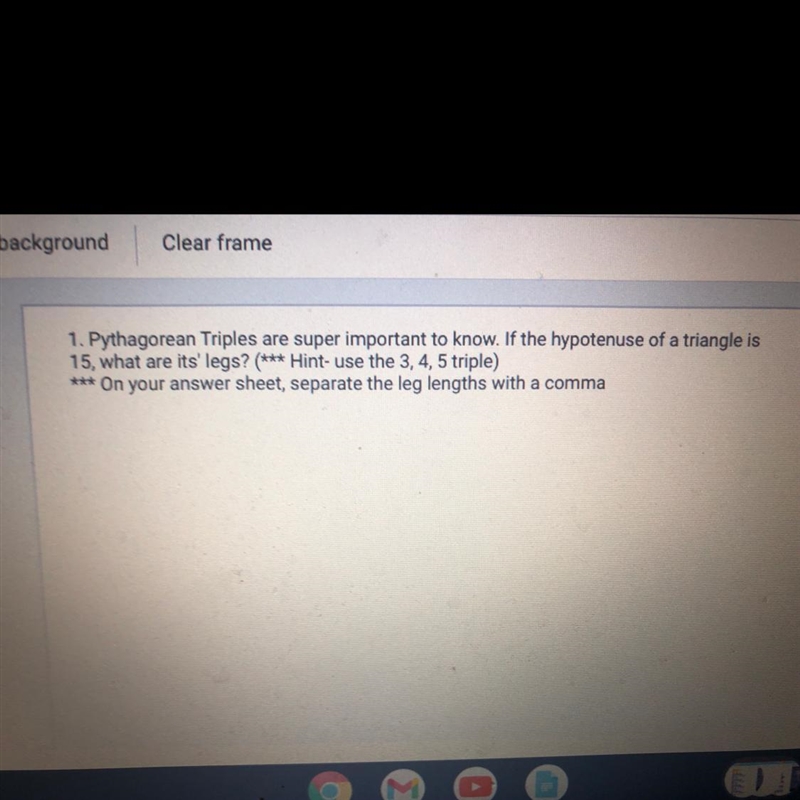 Pythagorean triples are super important to know. If the hypotenuse of a triangle is-example-1