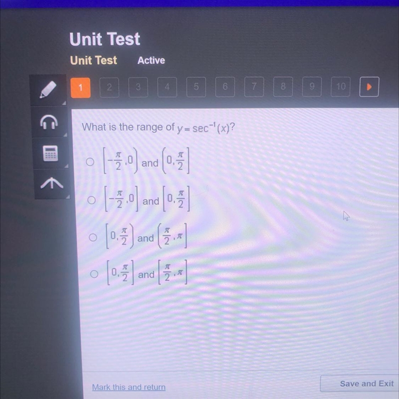 What is the range of y= sec-'(x)? PreCal, send help please!!-example-1