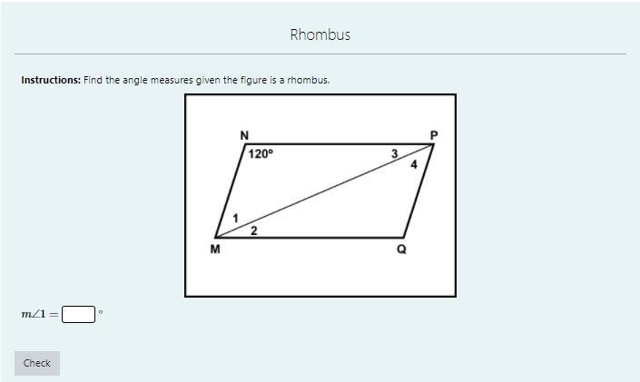 Instructions: Find the angle measures given the figure is a rhombus. Please Help!-example-1