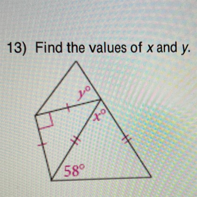 13) Find the values of x and y.-example-1