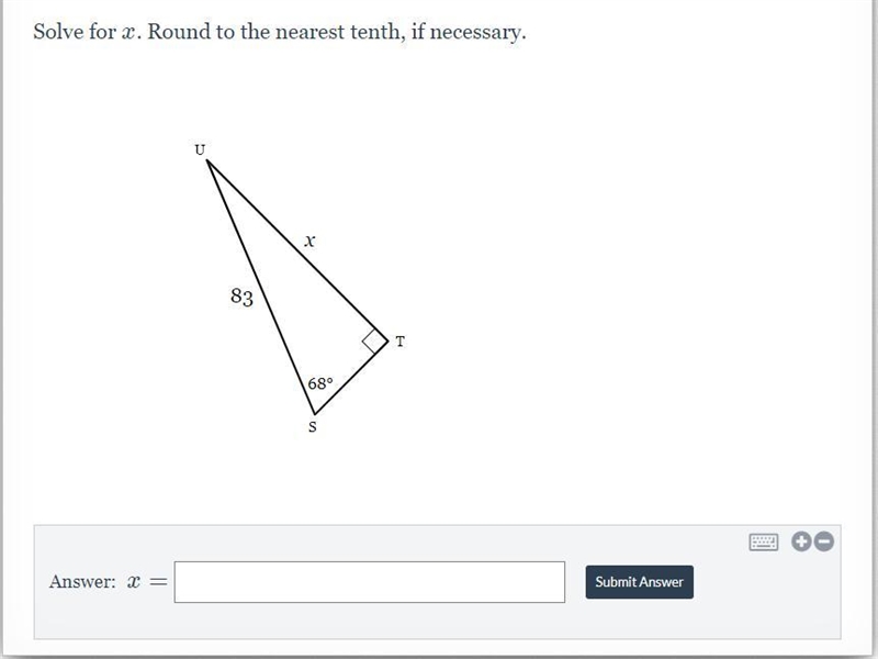 Solve for xx. Round to the nearest tenth, if necessary.-example-1