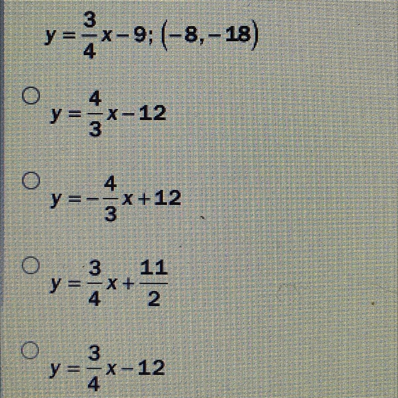 Write an equation for the line that is parallel to the given line and that passes-example-1