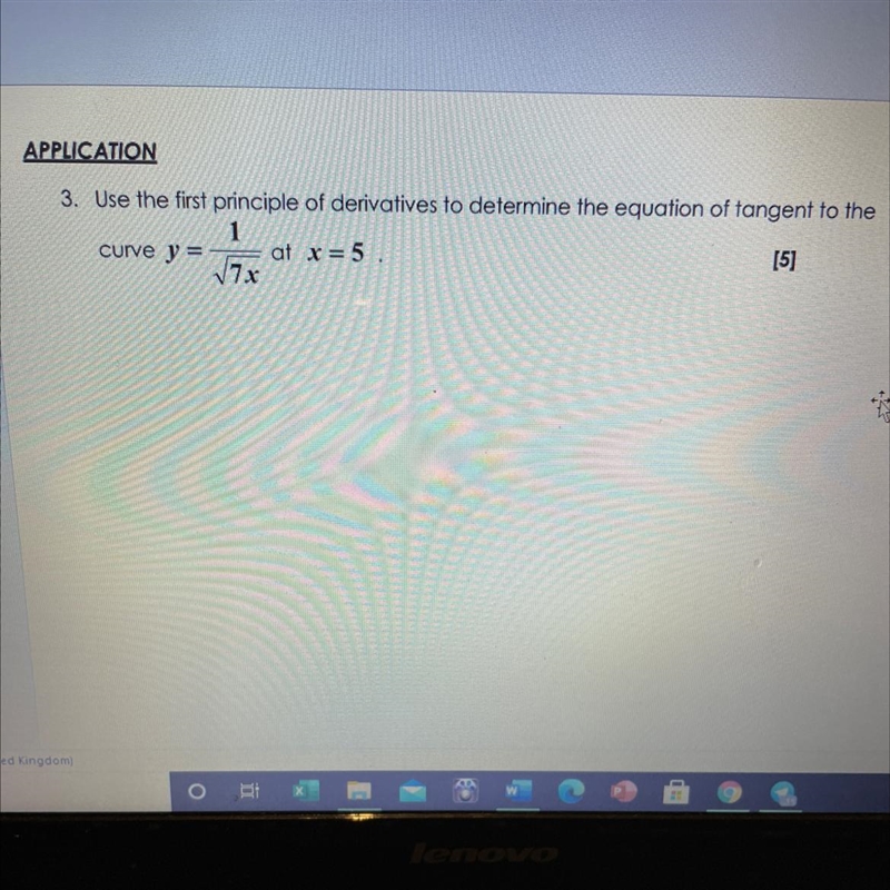 APPLICATION 3. Use the first principle of derivatives to determine the equation of-example-1