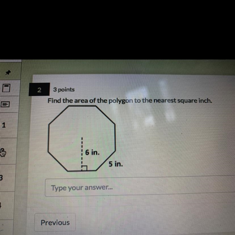 Find the area of the polygon to the nearest square inch-example-1