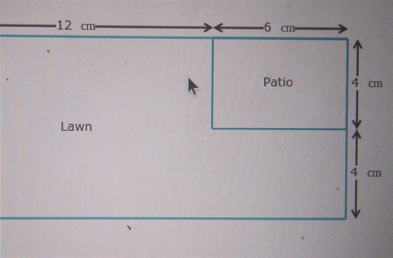 A scale drawing for a backyard is shown below. In the drawing, 2 cm represents 5 m-example-1