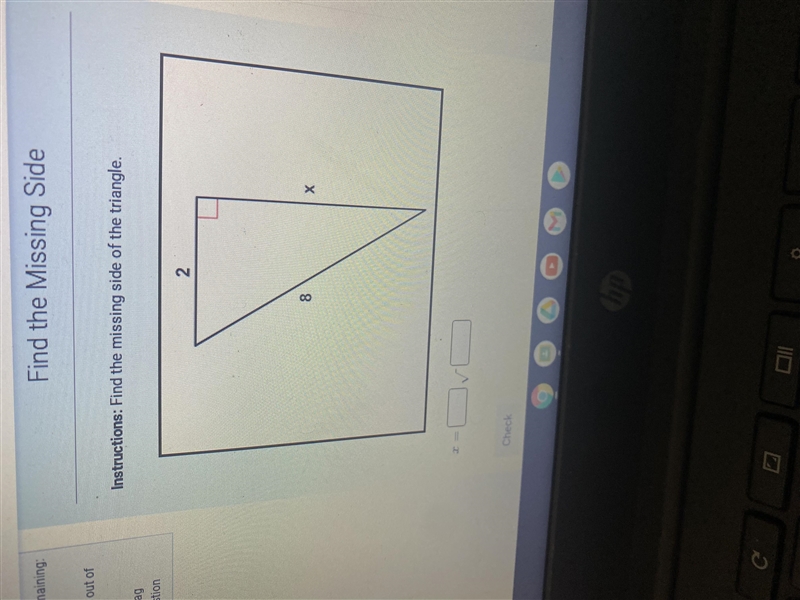 Find the missing Side of the triangle-example-1