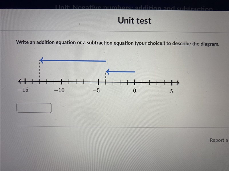 Write an addition or a subtraction equation (your choice!) to describe the diagram-example-1