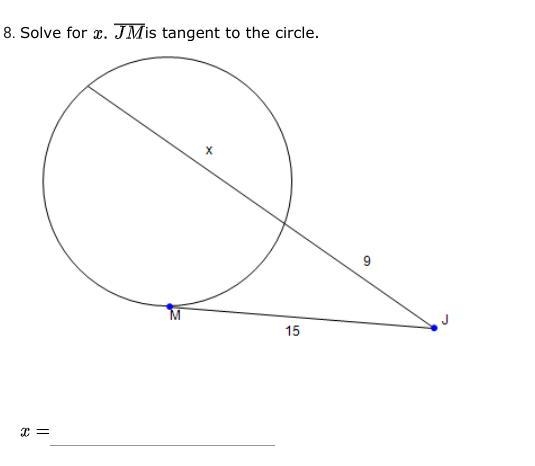 Solve for X. Jm is the tangent to the circle-example-1