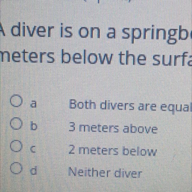 A diver is on a springboard that is 3 meters above the surface of the pool. Another-example-1