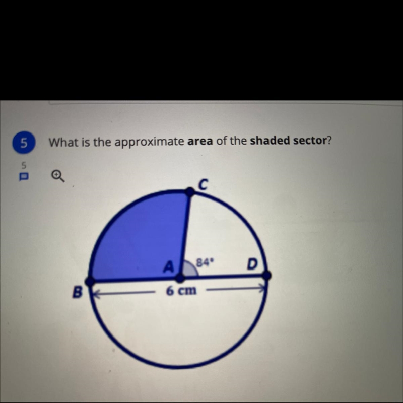 What is the approximate area of the shaded sector ?-example-1