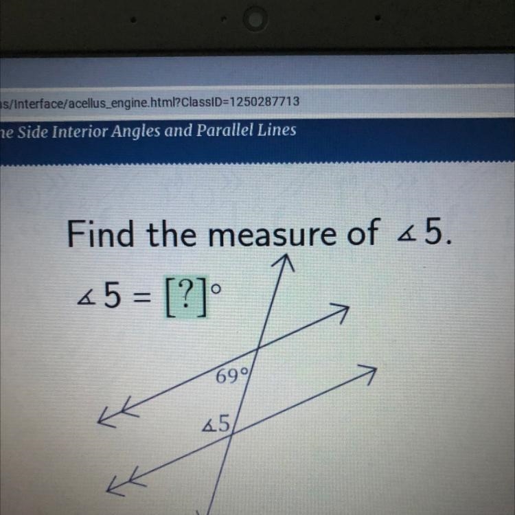 Find the measure of <5. 45 = [?] 699 45 Enter-example-1