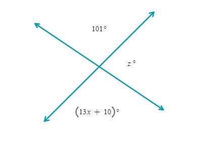 Given the figure below, find the values x of and z.-example-1