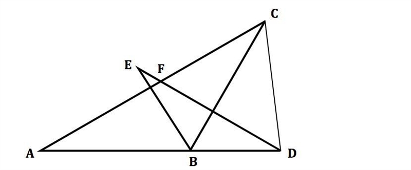 One of the legs of the obtuse isosceles △ABC and △DBE lie on the same line sharing-example-1