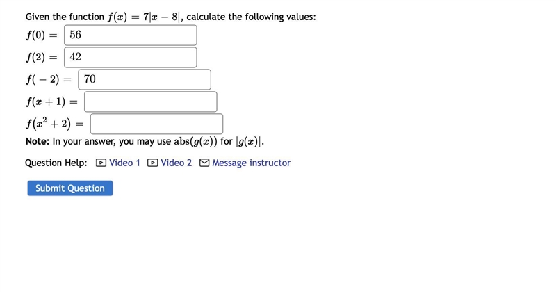 Given the function, calculate the following values...-example-1