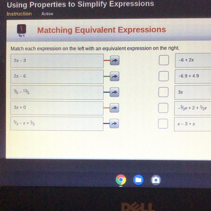 Using Properties to Simplify Expressions Instruction Active Matching Equivalent Expressions-example-1