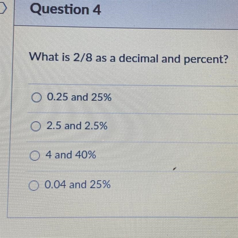 What is 2/4 as a decimal and percent-example-1