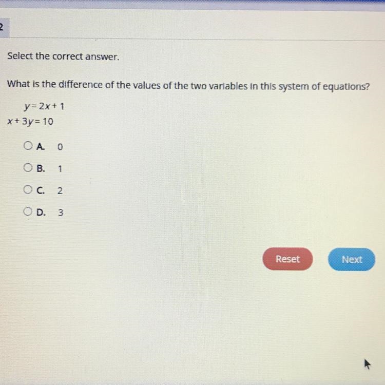 Select the correct answer. What is the difference of the values of the two variables-example-1