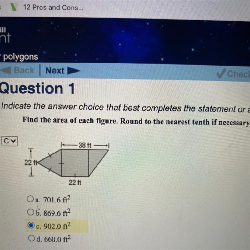 Find the area of each figure. Round to the nearest tenth if necessary-example-1