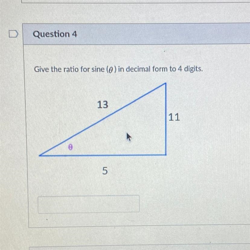 Give the ratio for sine (e) in decimal form to 4 digits. 13 11 5-example-1