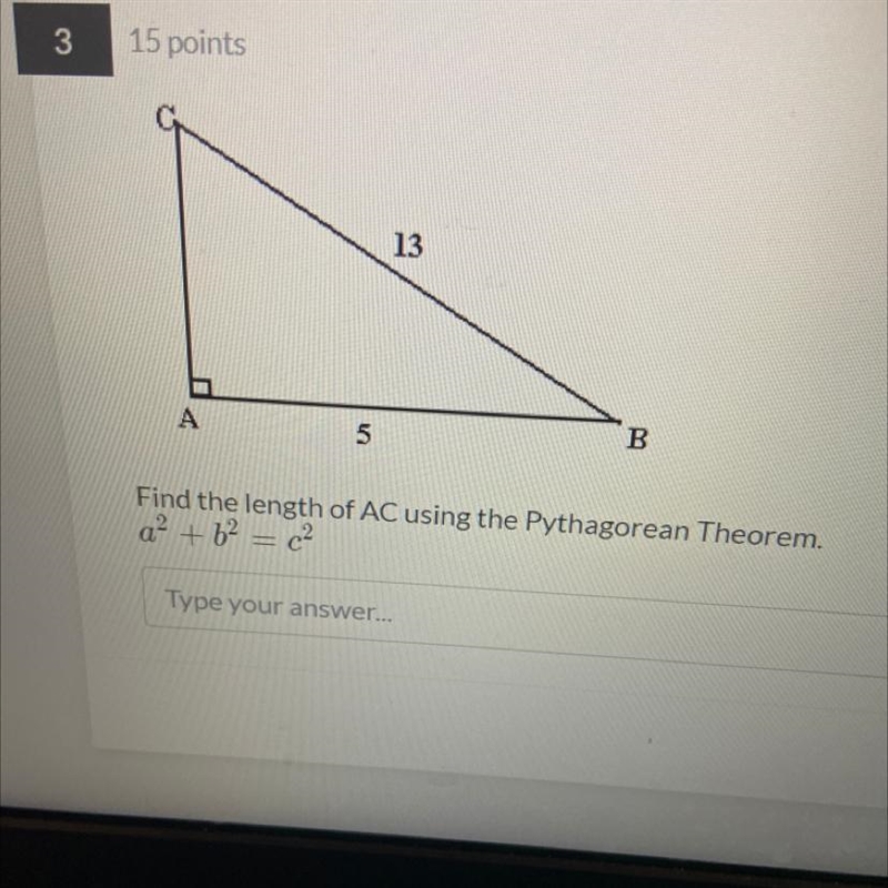 Find the length of AC using Pythagorean Theorem.-example-1