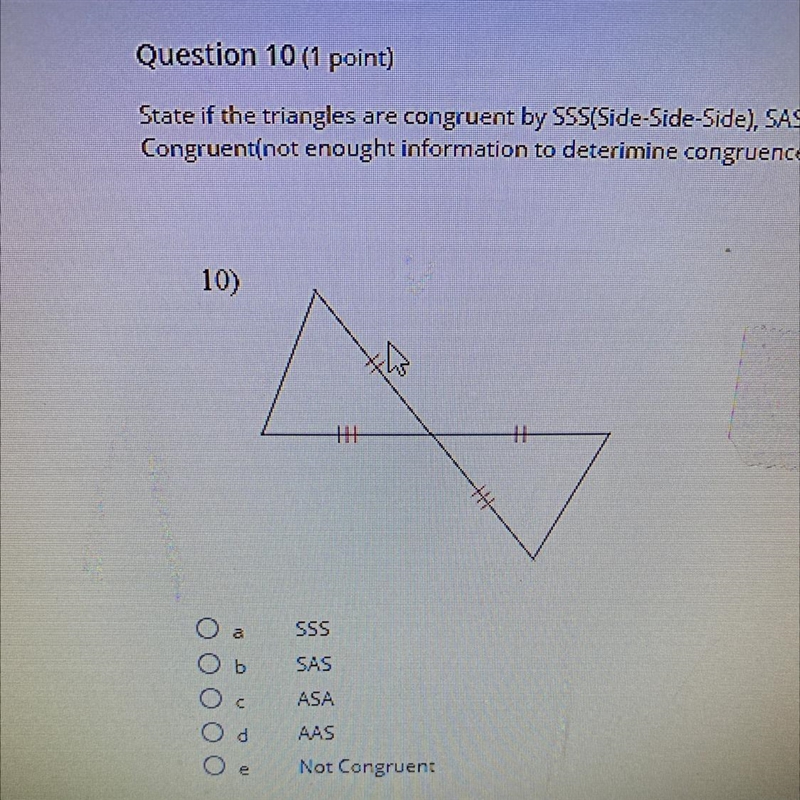 State if the triangle are congruent by sss sas asa aas or not congruent-example-1